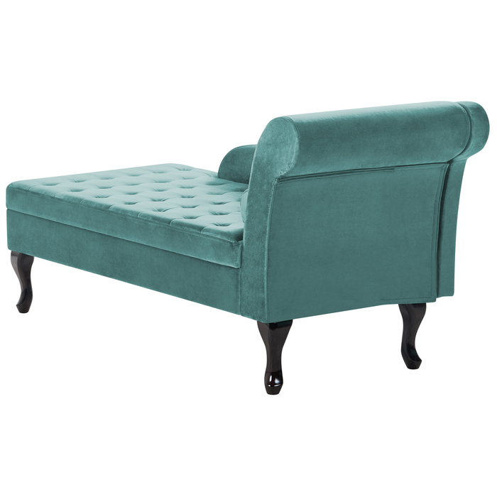 Beliani - PESSAC - Chaise longue - Blauwgroen - Rechterzijde - Fluweel