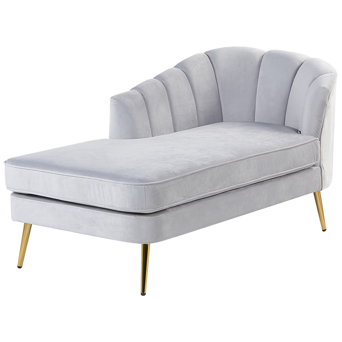 Beliani - ALLIER - Chaise longue - Lichtgrijs - Rechterzijde - Fluweel