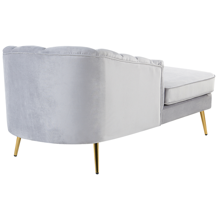 Beliani - ALLIER - Chaise longue - Lichtgrijs - Rechterzijde - Fluweel