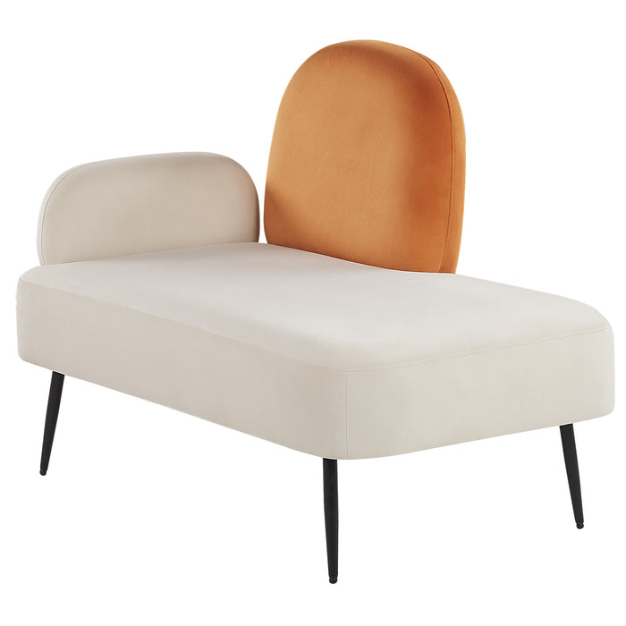Beliani - ARCEY - Chaise longue - Gebroken wit - Linkszijdig - Fluweel