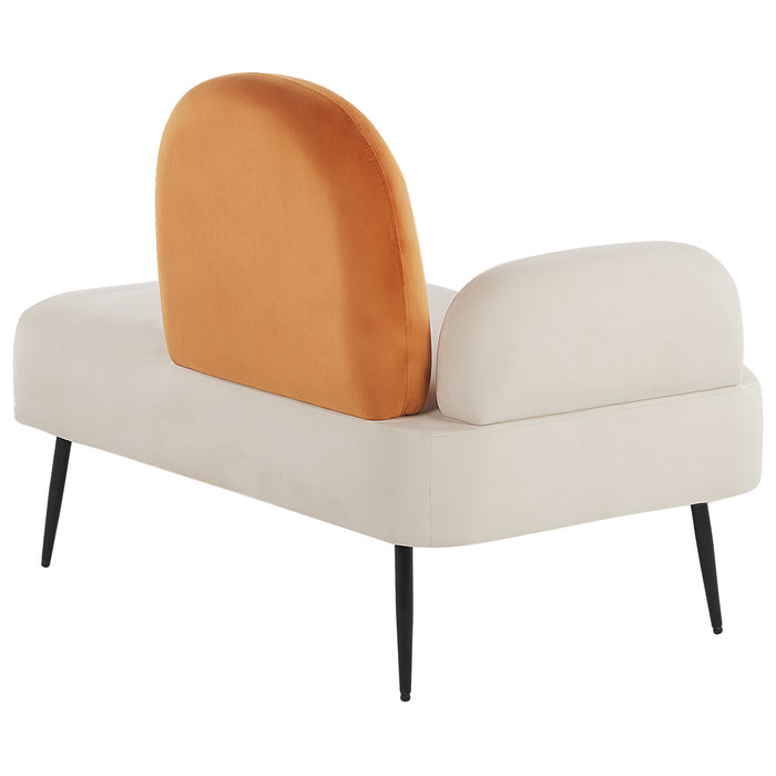 Beliani - ARCEY - Chaise longue - Gebroken wit - Linkszijdig - Fluweel