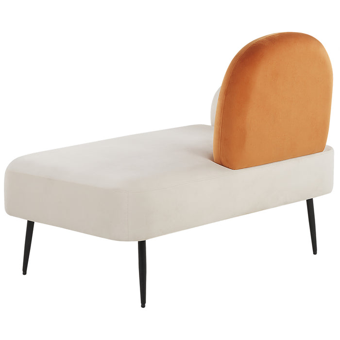 Beliani - ARCEY - Chaise longue - Gebroken wit - Linkszijdig - Fluweel
