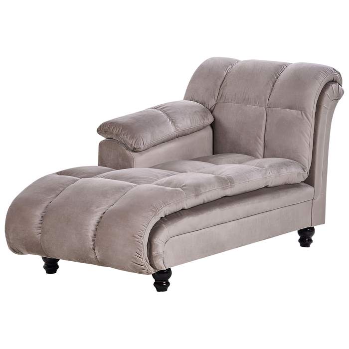 Beliani - LORMONT - Chaise longue - Taupe - Rechterzijde - Fluweel