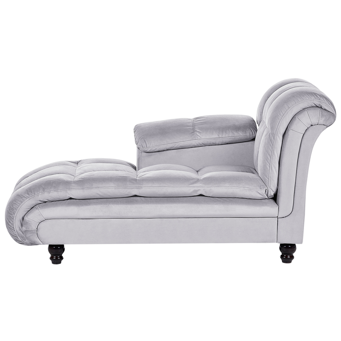 Beliani-LORMONT-Chaise longue-Lichtgrijs-Rechterzijde-Fluweel