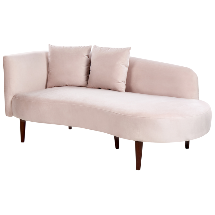 Beliani-CHAUMONT-Chaise longue-Pastelroze-Rechterzijde- Fluweel
