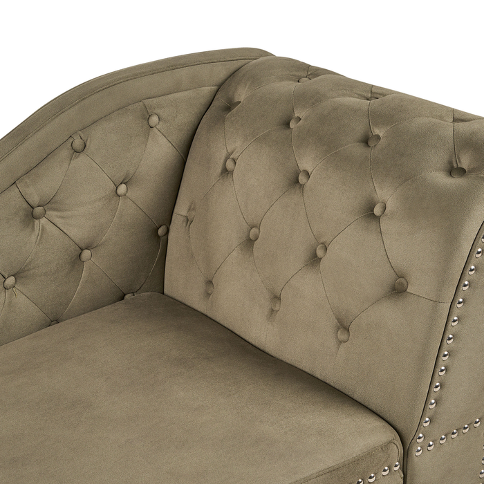 Beliani - NIMES - Chaise longue - Olijfgroen - Rechtszijdig - Fluweel