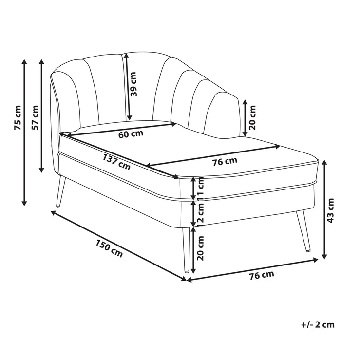 Beliani - ALLIER - Chaise longue - Beige - Linkerzijde - Fluweel