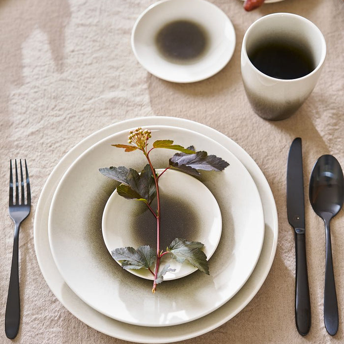 vtwonen Ontbijtborden - Set van 4 Borden- Zwart Gradient - 23 cm