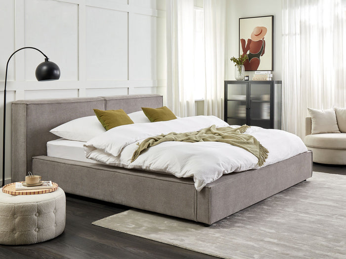 Beliani - LINARDS - Bed - Grijs - 180 x 200 cm - Polyester
