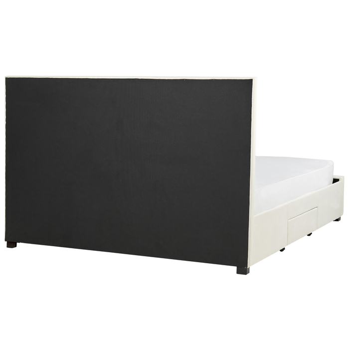 Beliani-LIEVIN-Bed met opbergruimte-Lichtbeige-180 x 200 cm-Fluweel