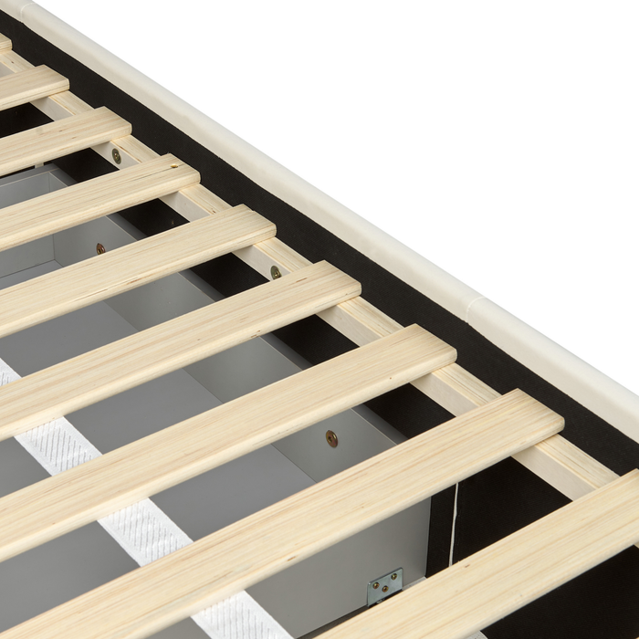 Beliani-LIEVIN-Bed met opbergruimte-Lichtbeige-180 x 200 cm-Fluweel