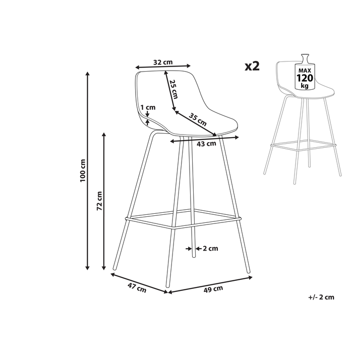 Beliani-EMMET-Barkruk set van 2-Lichtgroen-Synthetisch materiaal