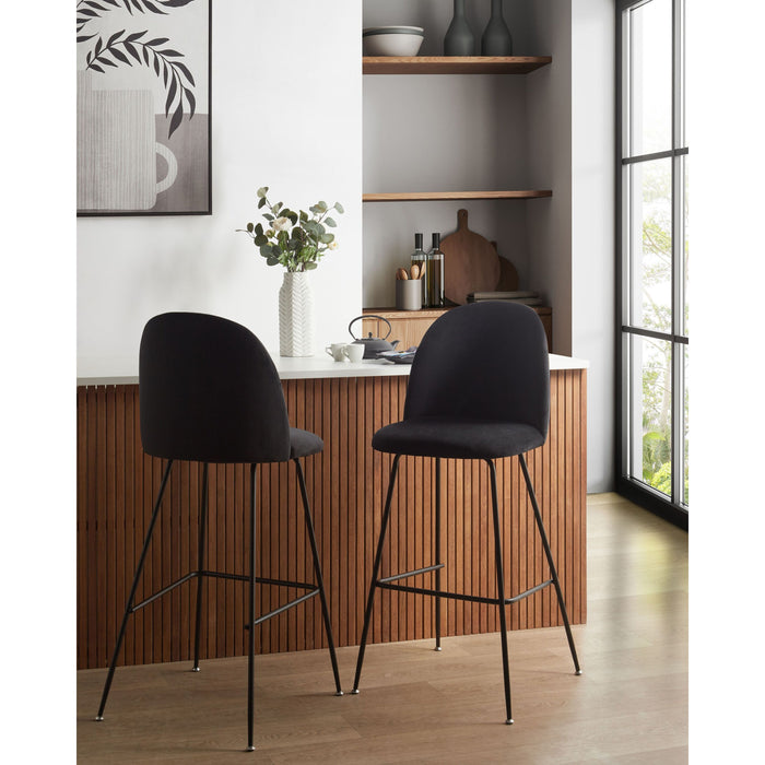 Beliani - ARCOLA - Barkruk set van 2 - Zwart - Fluweel