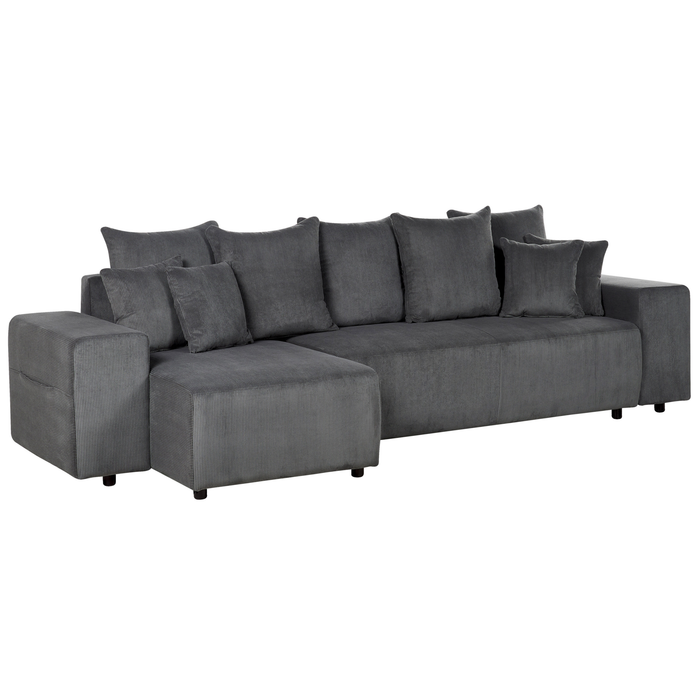 Beliani - LUSPA - Hoekbank - Donkergrijs - Rechtszijdig - Corduroy