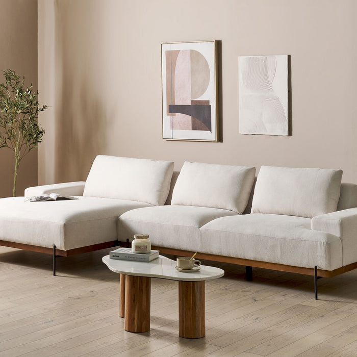 Beliani - MARIFERD - Hoekbank - Lichtbeige - Rechtszijdig - Polyester