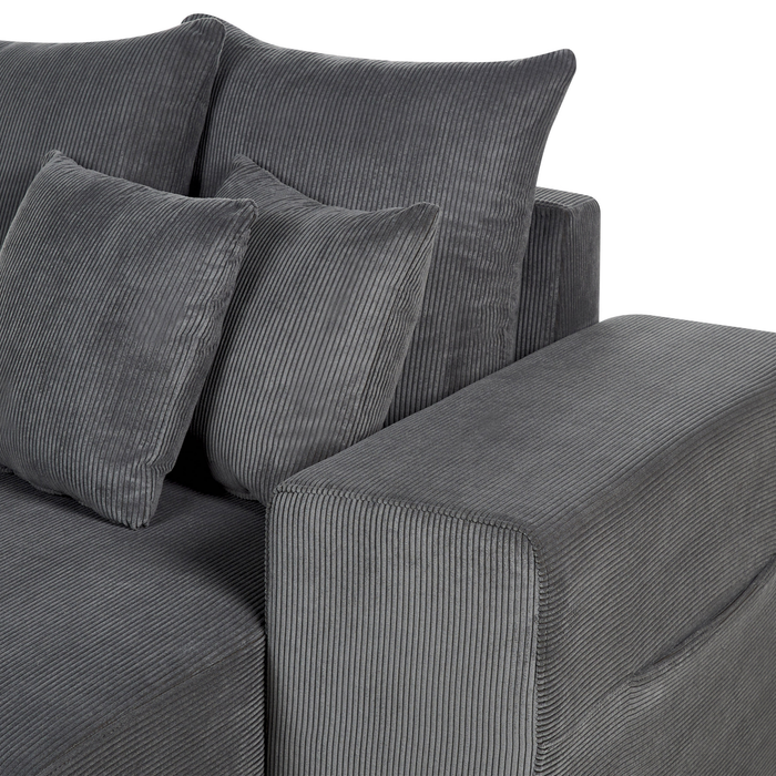 Beliani - LUSPA - Hoekbank - Donkergrijs - Linkszijdig - Corduroy