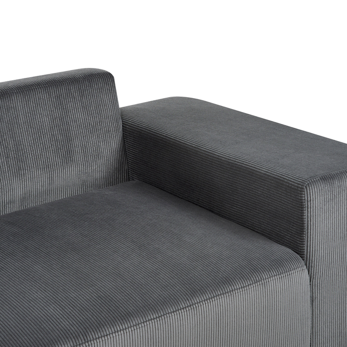 Beliani - LUSPA - Hoekbank - Donkergrijs - Linkszijdig - Corduroy