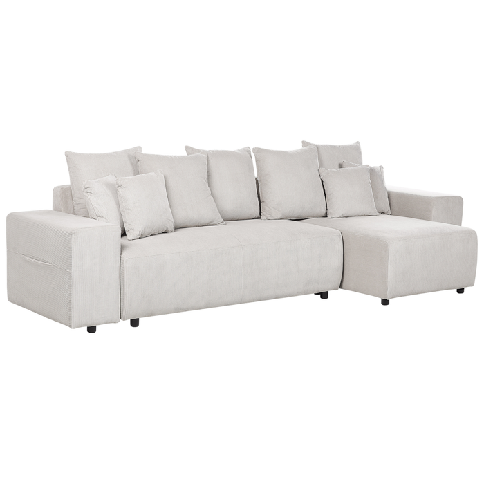 Beliani - LUSPA - Hoekbank - Lichtbeige - Linkszijdig - Corduroy