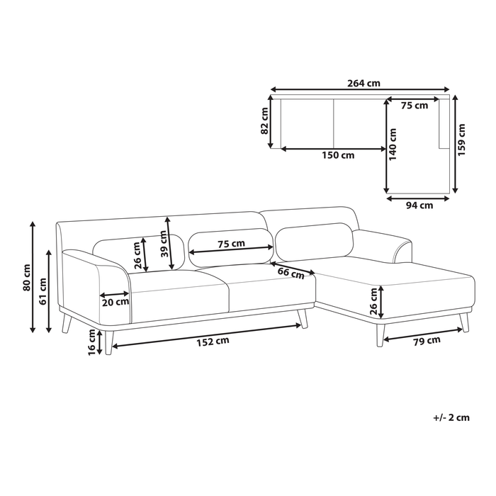Beliani - SIMOS - Hoekbank - Donkergroen - Linkszijdig - Corduroy