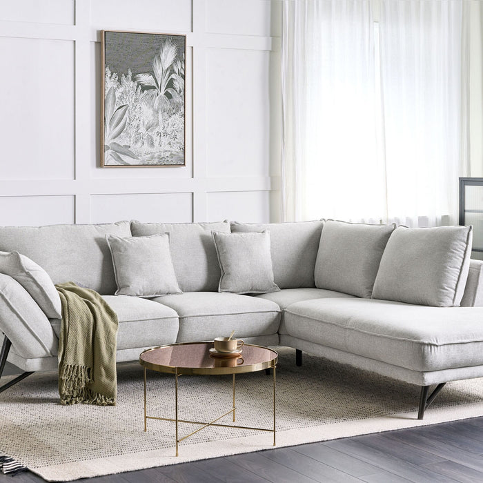 Beliani - ELGA - Hoekbank - Lichtgrijs - Linkszijdig - Linnen