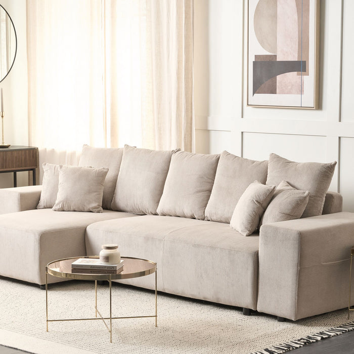 Beliani - LUSPA - Hoekbank - Taupe - Rechtszijdig - Corduroy