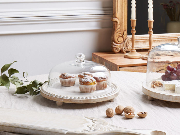 Beliani - DENDERA - Cupcake standaard - Lichthout - Glas