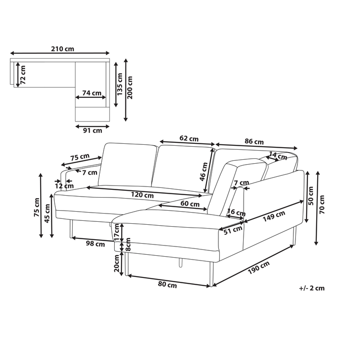 Beliani - BREDA - Hoekbank 4-zits - Oudroze - Linkszijdig - Polyester