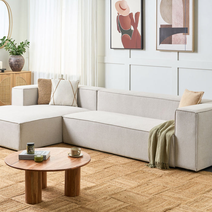 Beliani-VERNON-Hoekbank 3-zits-Lichtbeige-Rechtszijdig-Polyester