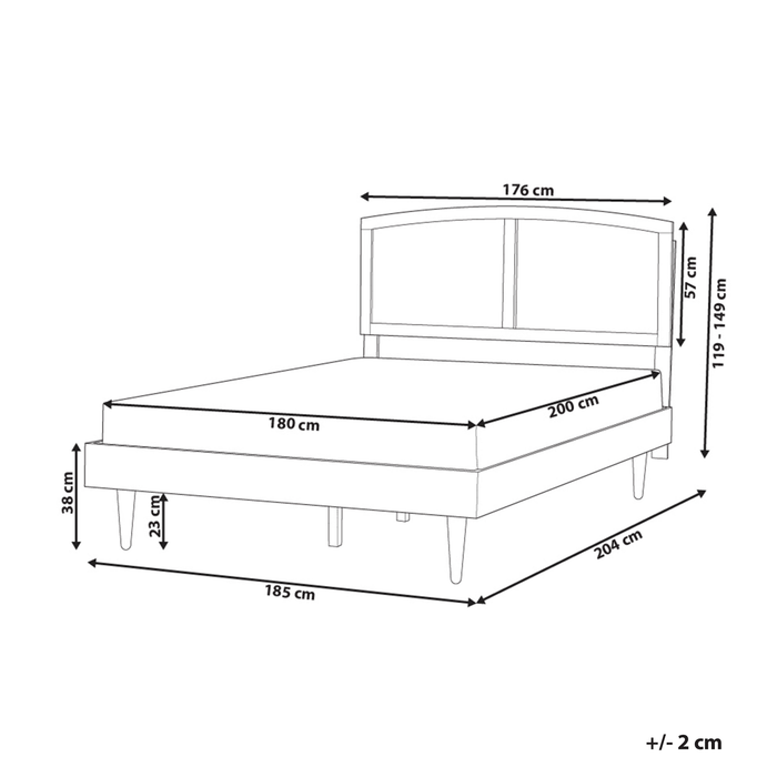 Beliani-VARZY -Bed met LED-Lichtbruin-180 x 200 cm-Rubberhout