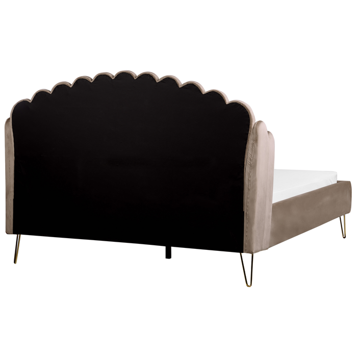 Beliani - AMBILLOU - Tweepersoonsbed - Taupe - 160 x 200 cm - Fluweel