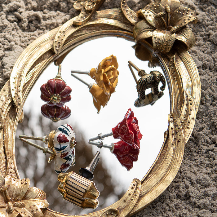 Clayre & Eef Deurknop Ø 4 cm Geel Keramiek Bloem