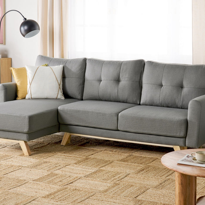 Beliani - SIRO - Slaapbank - Grijs - Rechtszijdig- Polyester