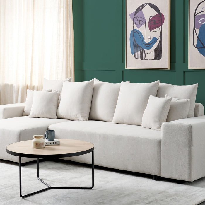 Beliani-LUSPA-Hoekbank met opbergruimte-Lichtbeige-Rechtszijdig-Stof