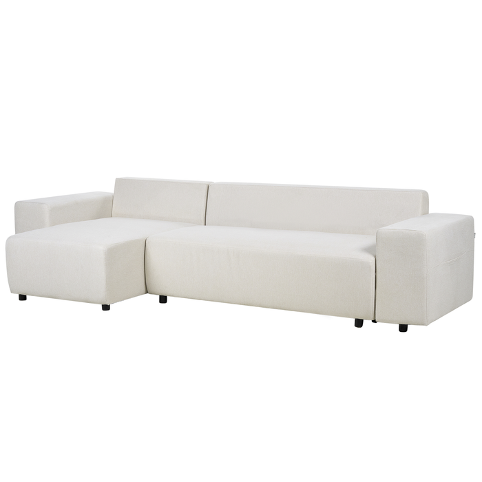 Beliani-LUSPA-Hoekbank met opbergruimte-Lichtbeige-Rechtszijdig-Stof