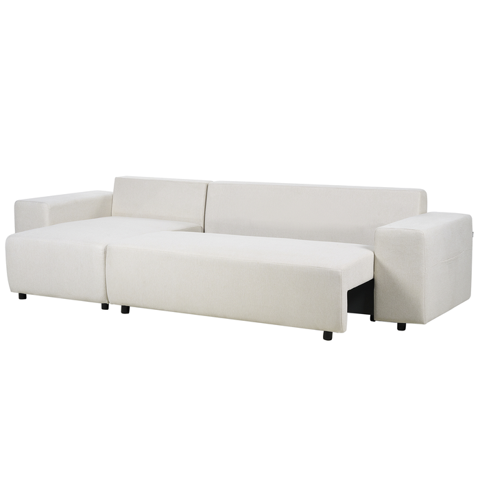 Beliani-LUSPA-Hoekbank met opbergruimte-Lichtbeige-Rechtszijdig-Stof