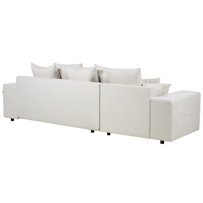 Beliani-LUSPA-Hoekbank met opbergruimte-Lichtbeige-Rechtszijdig-Stof