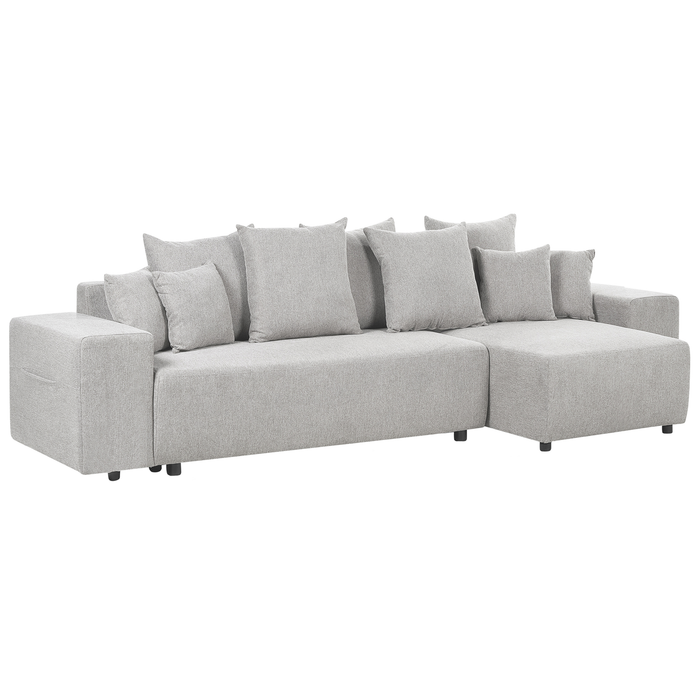 Beliani-LUSPA-Hoekbank met opbergruimte-Lichtgrijs-Linkszijdig-Stof