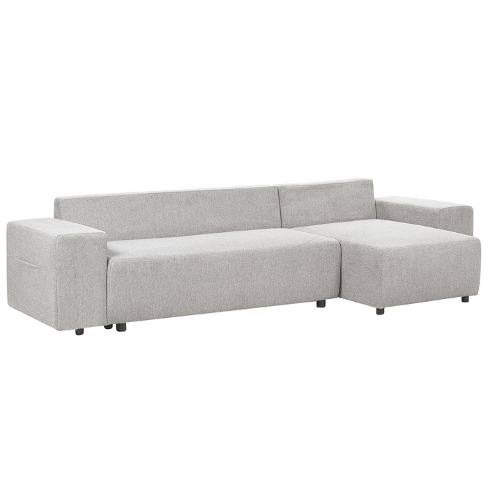 Beliani-LUSPA-Hoekbank met opbergruimte-Lichtgrijs-Linkszijdig-Stof