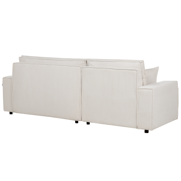 Beliani - ABACKA - Slaapbank - Gebroken wit - Rechtszijdig - Corduroy