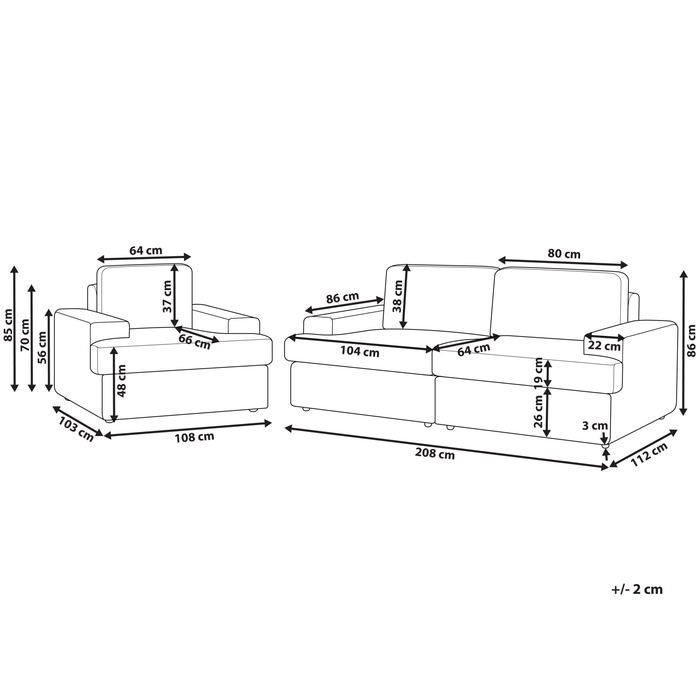 Beliani - ALLA - Bankenset 4-zits - Lichtgrijs - Polyester