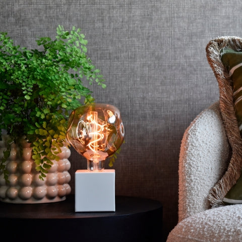 Calex Tafellamp Wit - Metaal - 8x8x8cm (BxHxD)