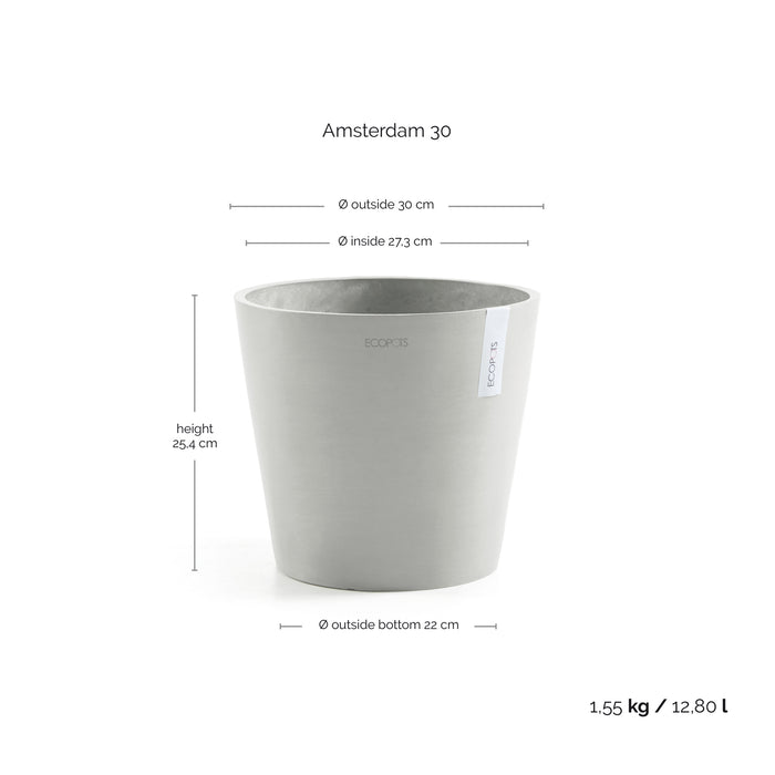 Ecopots Amsterdam 30 White Grey