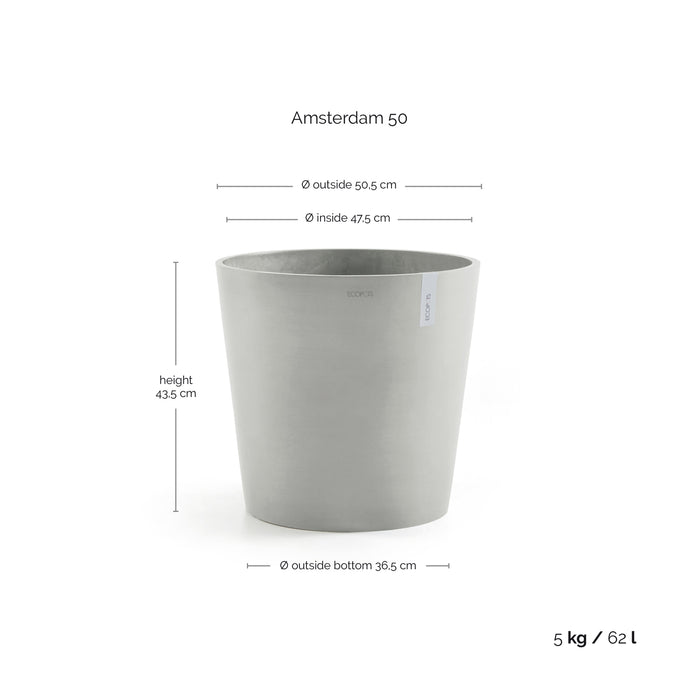 Ecopots Amsterdam 50 White Grey