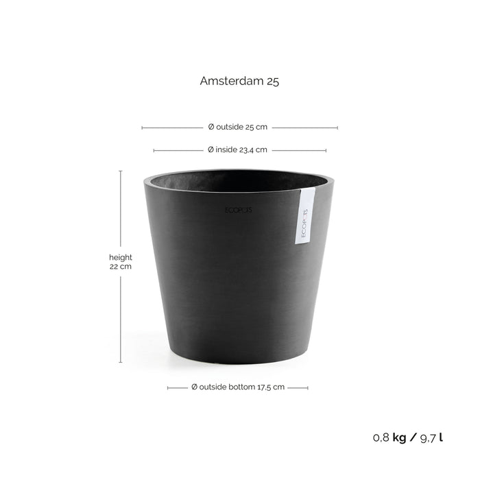 Ecopots Amsterdam 25 Dark Grey