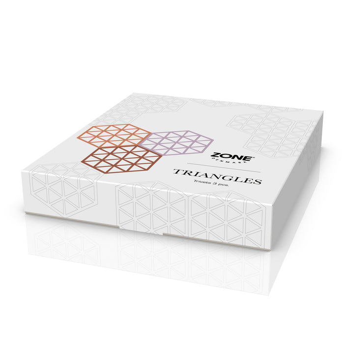 Zone Denmark Triangles Onderzetter - Set van 3 - Light Terracotta/Lupine/Almond