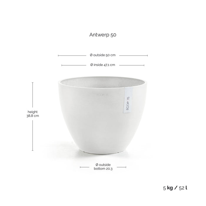 Ecopots Antwerp 50 Pure White