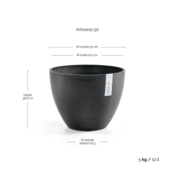 Ecopots Antwerp 50 Dark Grey