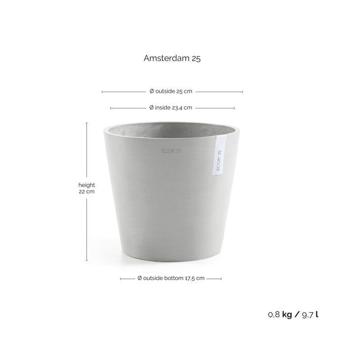 Ecopots Amsterdam 25 White Grey