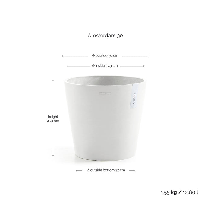 Ecopots Amsterdam 30 Pure White