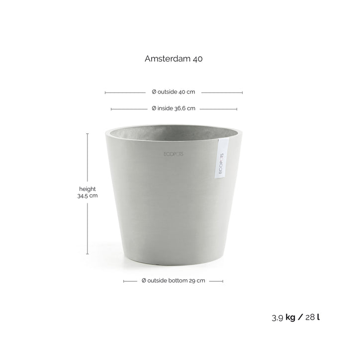 Ecopots Amsterdam 40 White Grey
